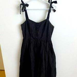 UO Tie straps button down dress black